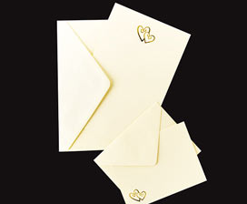 Ivory & Gold Double Heart Wedding Invitations