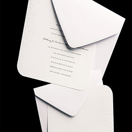 White Embossed Square Wedding Invitations