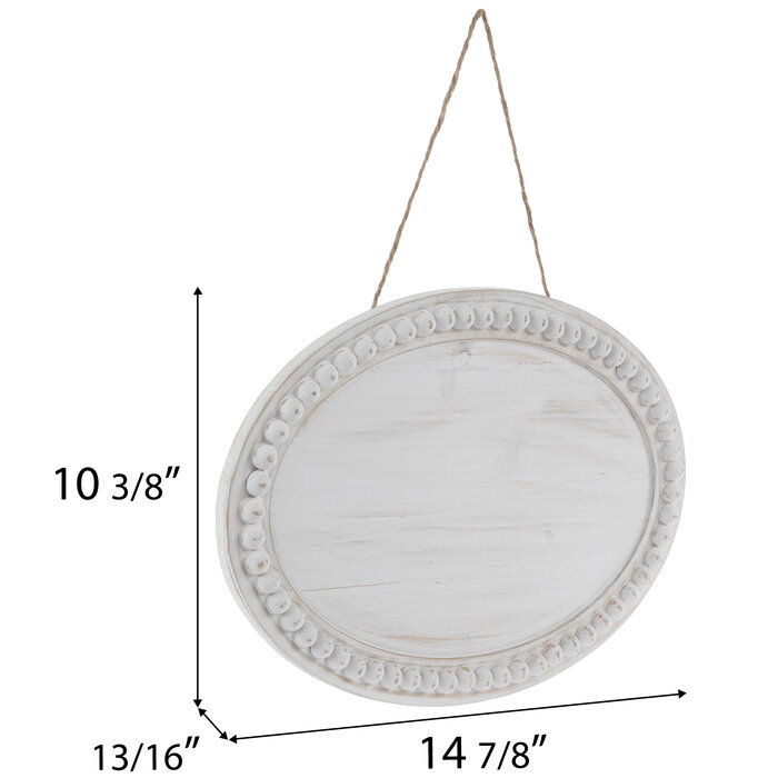 Distressed White Beaded Oval Wood Wall Decor Hobby Lobby 2095412