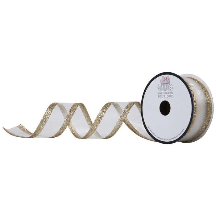 Gold Glitter & Sheer Ribbon 1 1/2" Hobby Lobby 1510585