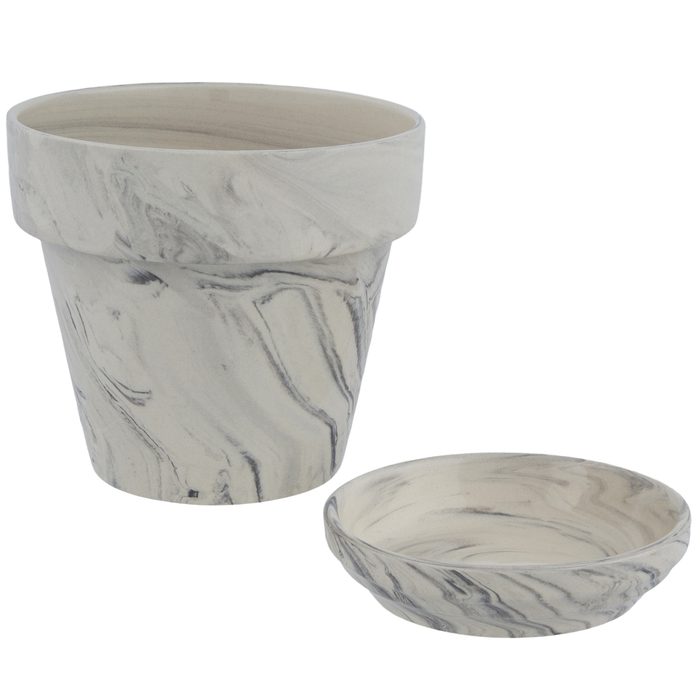 Taupe & Black Marble Pot With Base Hobby Lobby 1406248