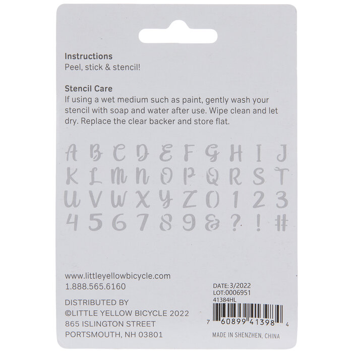 Script Uppercase Alphabet & Number Adhesive Stencils Hobby Lobby