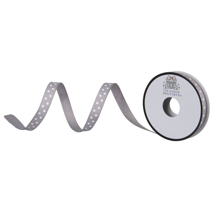 Light Gray & White Polka Dot Grosgrain Ribbon 3/8" Hobby Lobby