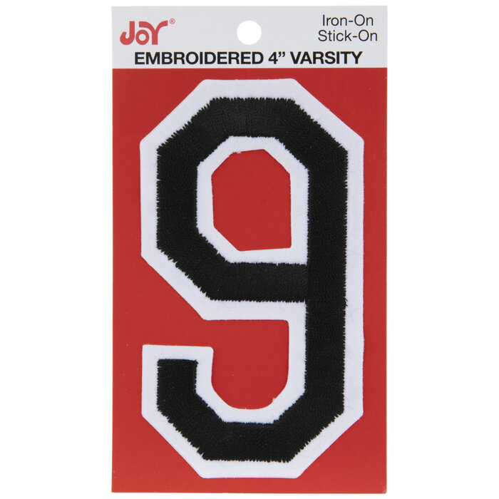 Black Embroidered Varsity Number IronOn Patch 9 4" Hobby Lobby 2276327
