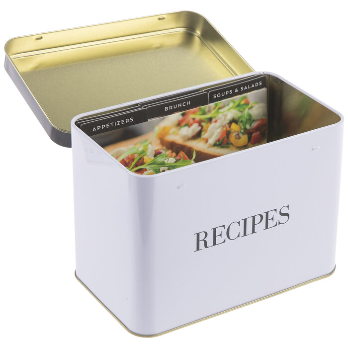 White & Black Metal Recipe Box Hobby Lobby 2148609