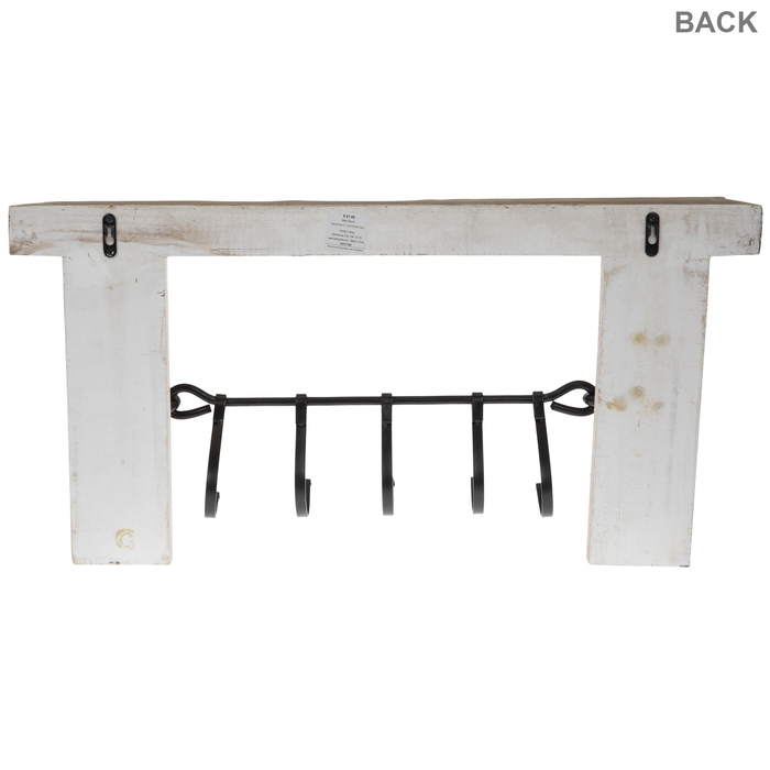 White Rustic Wood Wall Shelf With Hooks Hobby Lobby 1637768