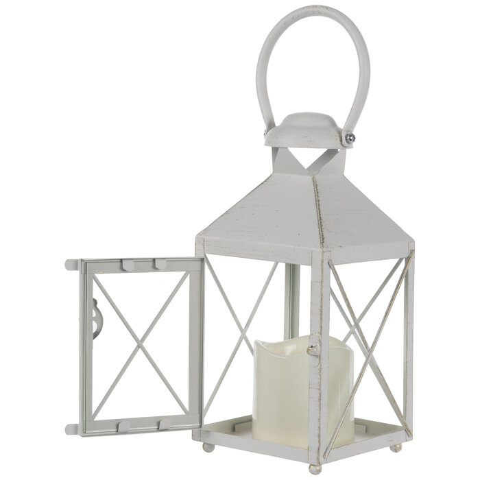 White Distressed Metal Lantern Candle Holder Hobby Lobby 2080448
