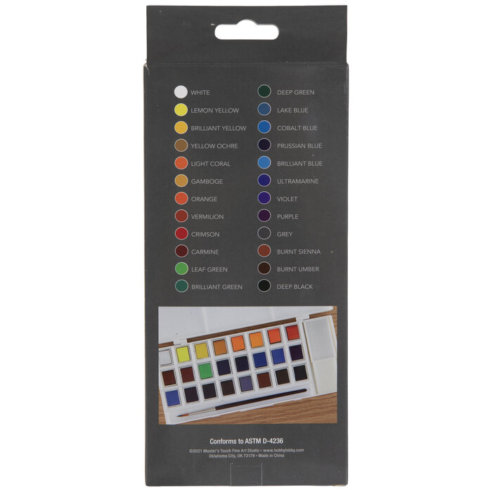 Master's Touch Watercolor Half Pans 24 Piece Set Hobby Lobby 2231108