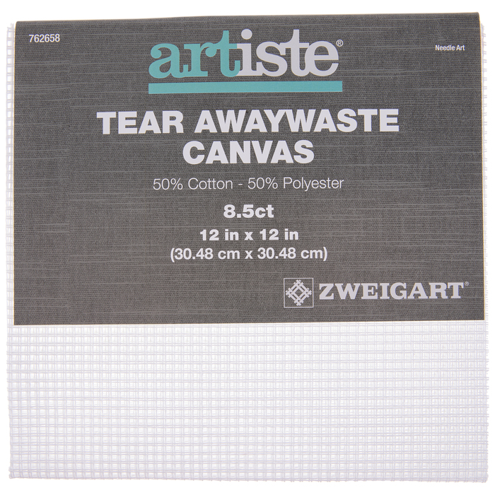 White 8 1/2Count Tear Awaywaste Cross Stitch Canvas 12" x 12" Hobby Lobby 762658