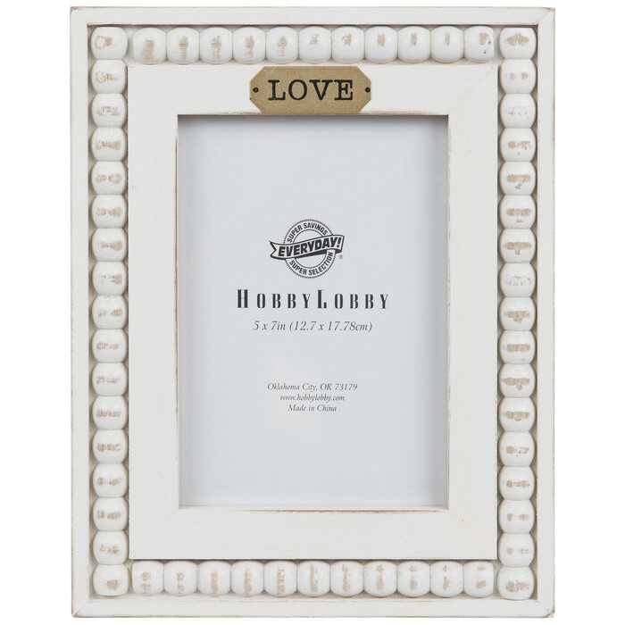 White Love Beaded Wood Frame 5" x 7" Hobby Lobby 2183358