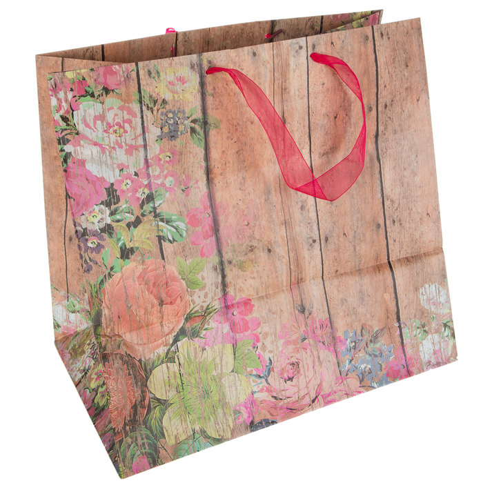 Floral Wood Plank Gift Bag Hobby Lobby