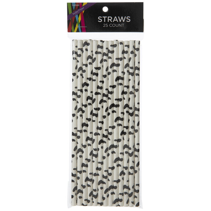 Black & White Cow Print Paper Straws Hobby Lobby 1080480