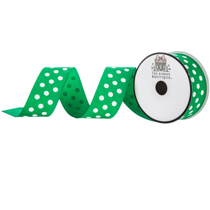 Emerald Swiss Dot Grosgrain Ribbon 1 1/2" Hobby Lobby 579672