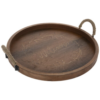Welcome Round Wood Tray Hobby Lobby 5658315 Welcome Round Wood Tray Hobby Lobby, Round Tray With Handles Hobby Lobby