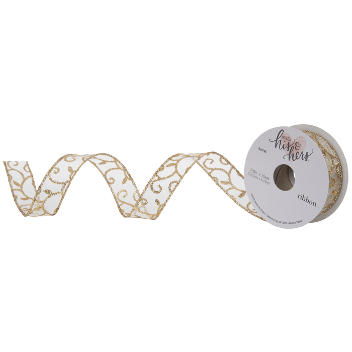 Glitter Swirl Wired Edge Sheer Ribbon 7 8 Hobby Lobby