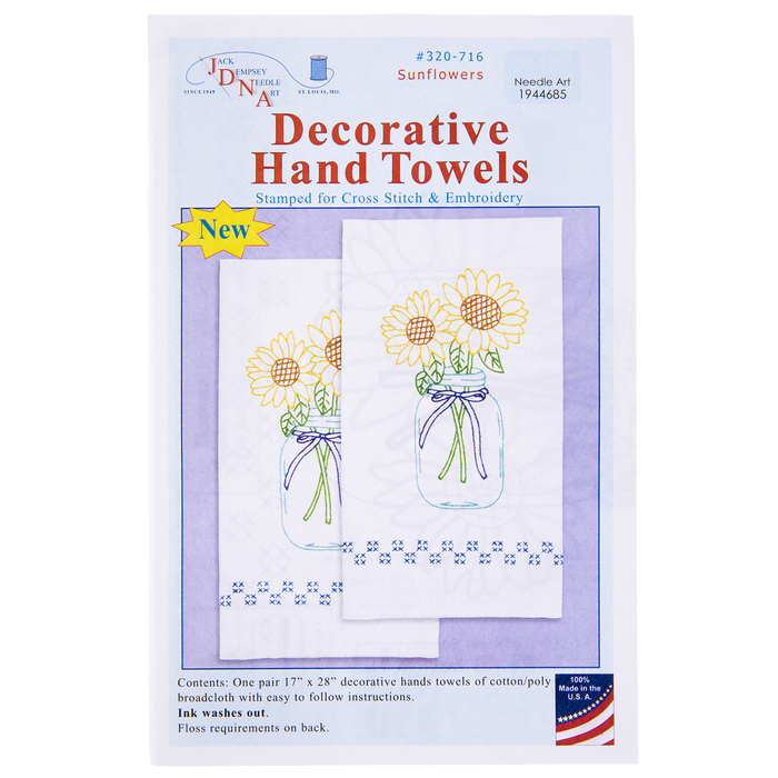 Sunflower Decorative Cross Stitch & Embroidery Hand Towels Kit Hobby Lobby 1944685