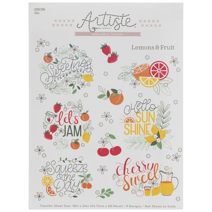 Lemons & Fruit Embroidery IronOn Transfers Hobby Lobby 2292308