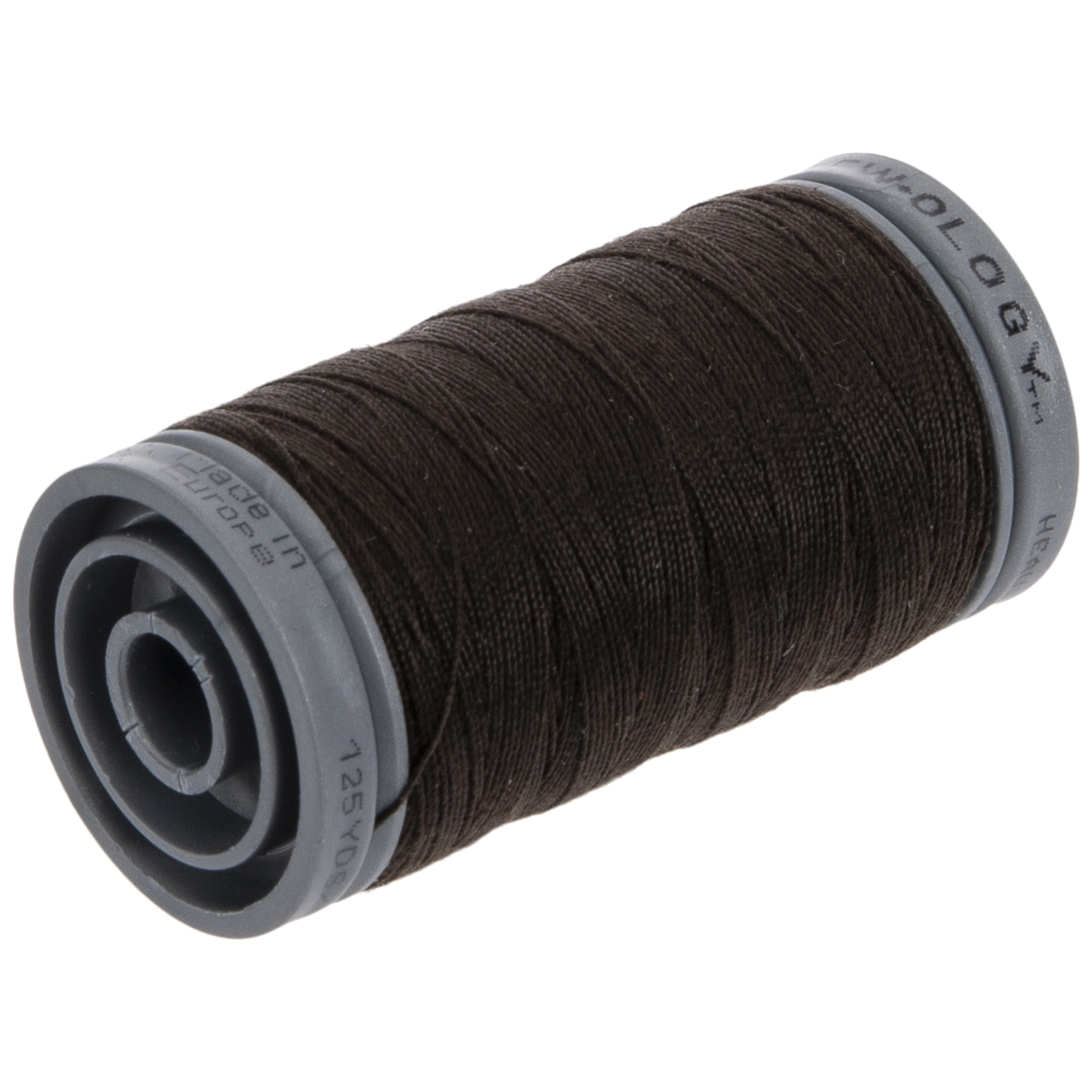 9 spools of polyester thread in different shades of brown