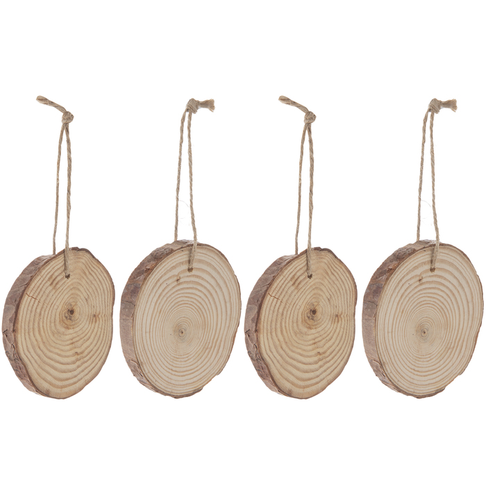 Wood Rounds With Bark & Rope Hangers Hobby Lobby 1304336