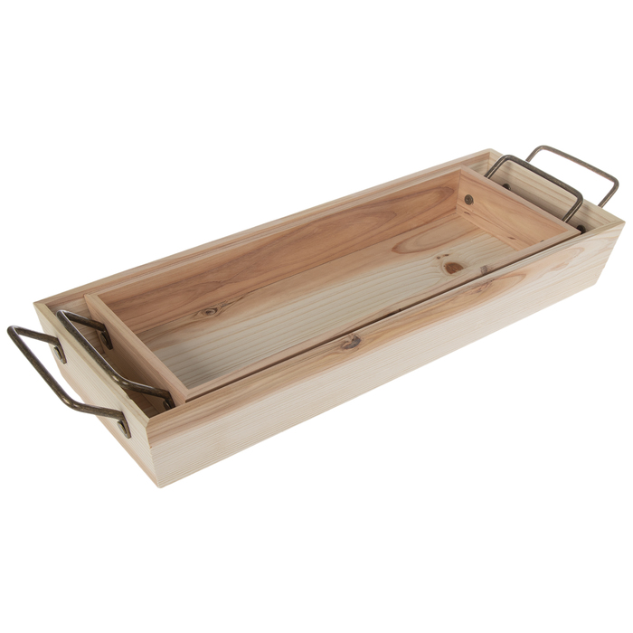 Rectangle Wood Tray With Handles Set Hobby Lobby 1402650
