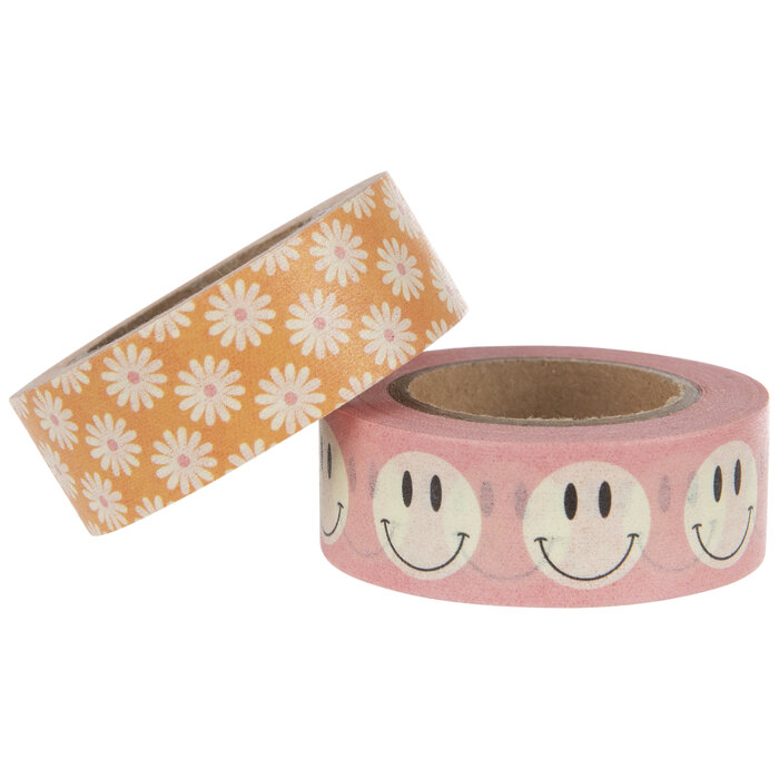 Retro Smiley Face & Flowers Washi Tape Hobby Lobby 2208684