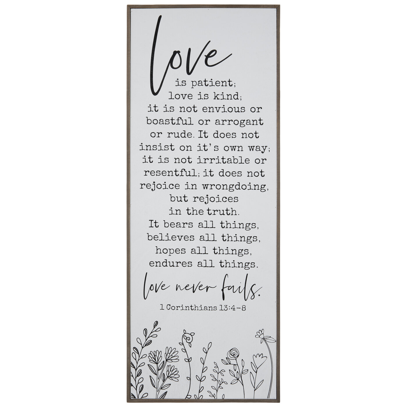 Love is Patient Love Never Fails 1 Corinthians 13 Black 8 x 10 Framed Wall Art Plaque Love is Patient Love Never Fails 1 Corinthians 13 Black 8 x 10 Framed Wall Art Plaque