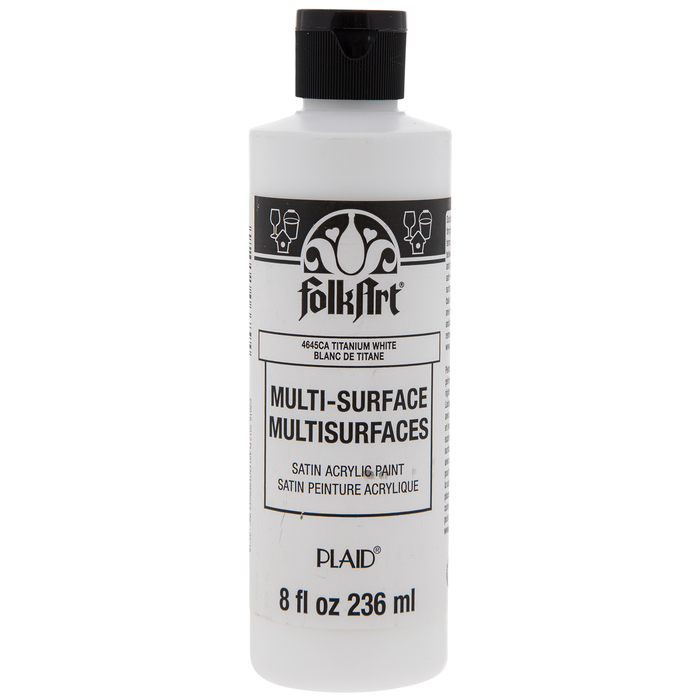 Titanium White MultiSurface Satin Acrylic Paint 8 Ounce Hobby Lobby 1848589