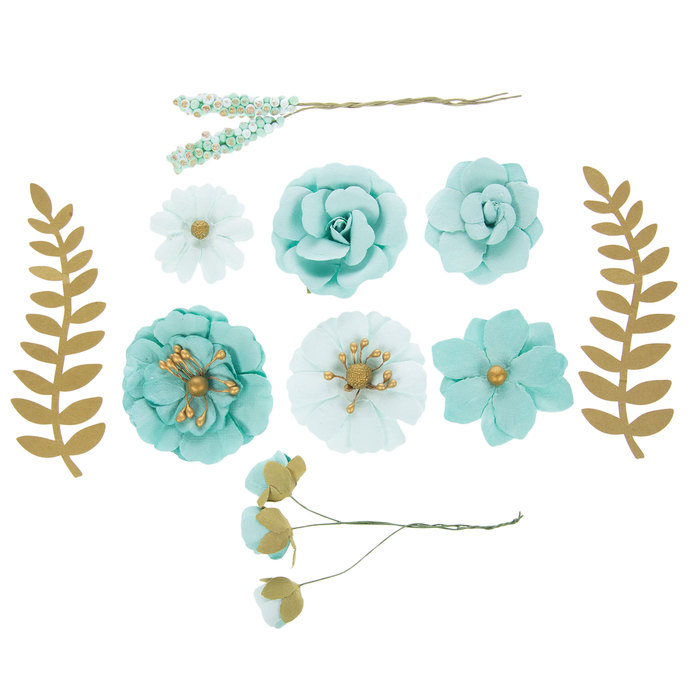 Turquoise Paper Flower & Pick Embellishments Hobby Lobby 1624170
