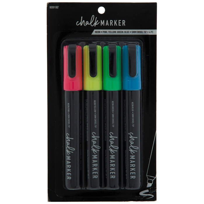 Neon Chisel Tip Chalk Markers 4 Piece Set Hobby Lobby 909192