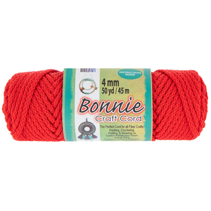 Red Bonnie Braided Macrame Craft Cord 4mm Hobby Lobby 893388