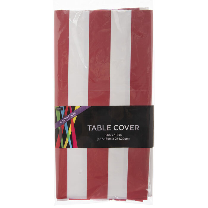 Red & White Carnival Striped Table Cover Hobby Lobby 103317