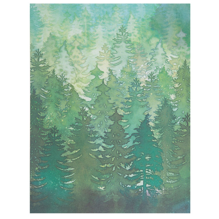 Green Watercolor Trees Scrapbook Paper 8 1/2" x 11" Hobby Lobby