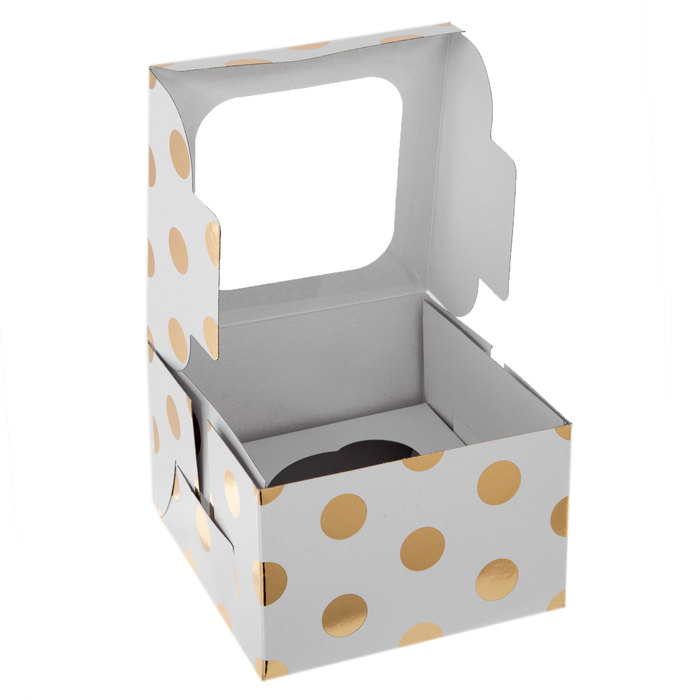 White & Gold Polka Dot Single Cupcake Boxes Hobby Lobby 879098