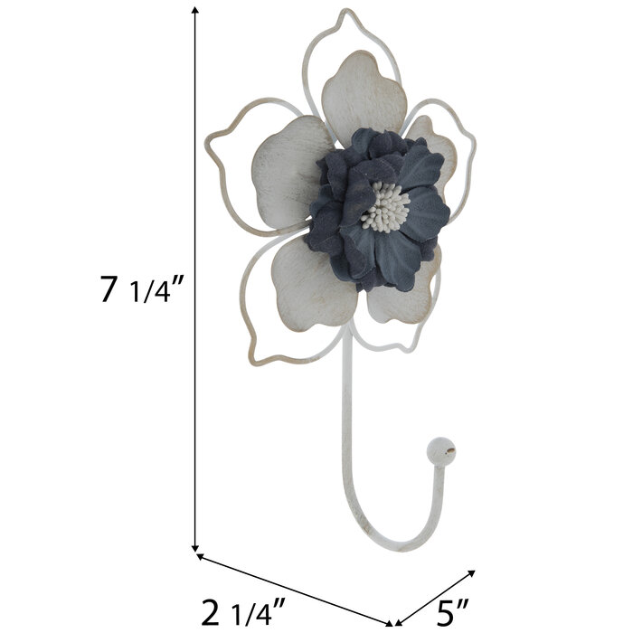 White & Blue Flower Metal Wall Hook Hobby Lobby 1861368