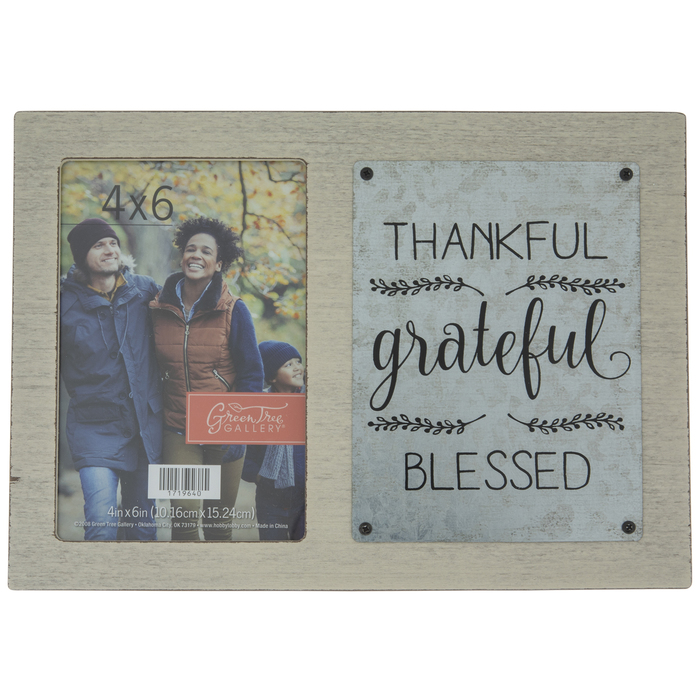 HAPPY THANKFUL BLESSED SELF STANDING PHOTO FRAME HOLDS 4/"X6/" PICTURE BRAND NEW