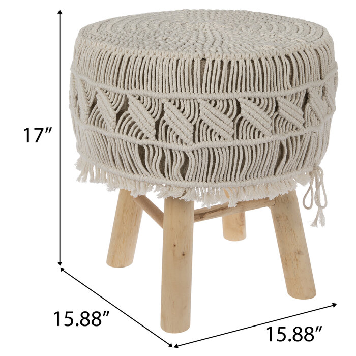 White & Natural Macrame Stool Hobby Lobby 5824362