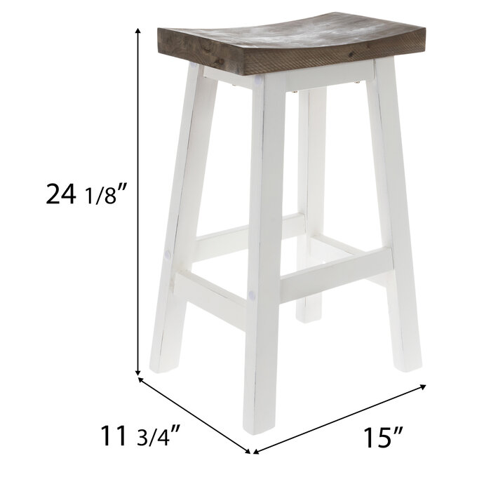 White & Brown Wood Saddle Stool Hobby Lobby 2155786