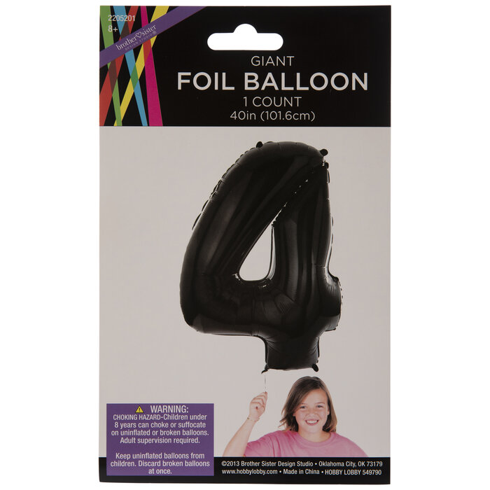 Black Foil Number Balloon 4 Hobby Lobby 2205201