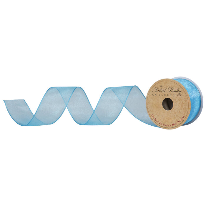 Tiff Blue Wired Edge Sheer Ribbon 1 1/2" Hobby Lobby 208470