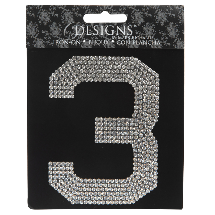 Rhinestone IronOn Applique Number 3 3 1/2" Hobby Lobby 1272798
