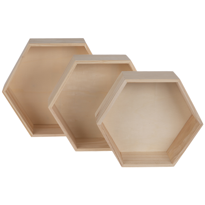 Hexagon Wood Wall Shelf Set Hobby Lobby 1975739