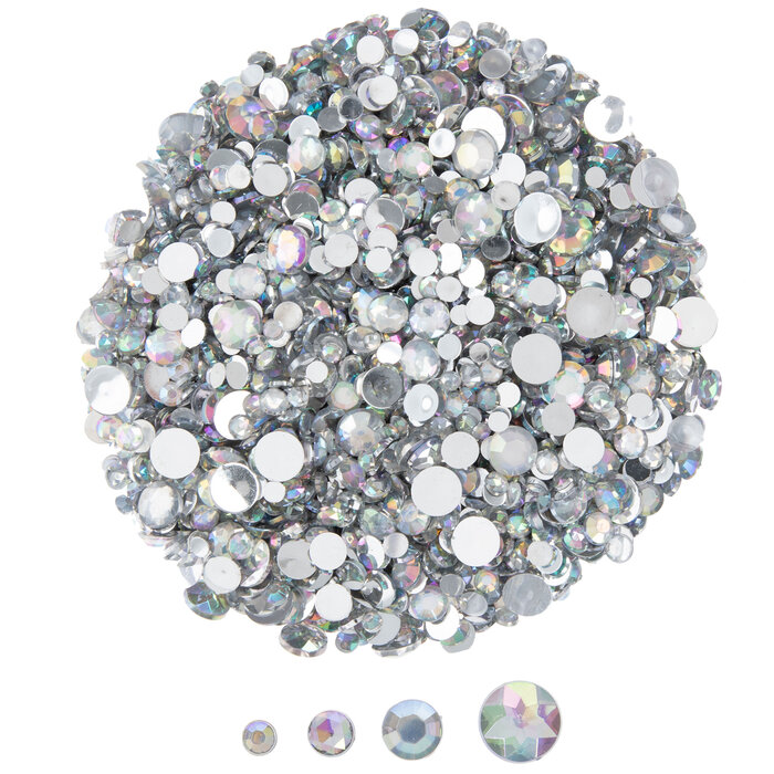Assorted Crystal AB Round Flatback Rhinestones Hobby Lobby 1114404
