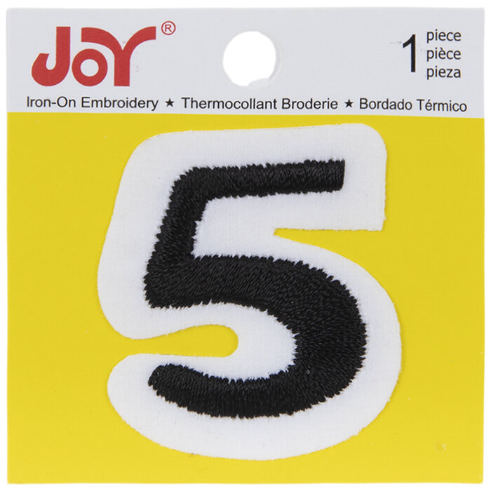 Black Embroidered Number IronOn Patch 5 1 1/2" Hobby Lobby 469460