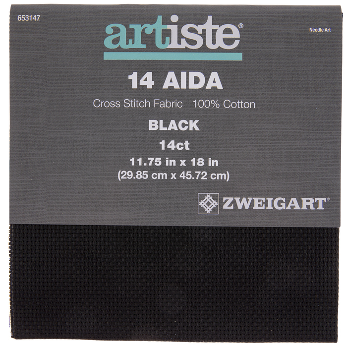 Black 14Count Aida Cross Stitch Fabric 11 3/4" x 18" Hobby Lobby 653147