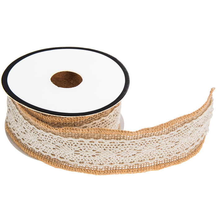 Natural Burlap Trim With Lace 1 3/4" Hobby Lobby 1012996