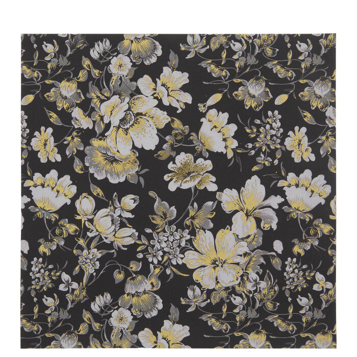 Black & Gold Foil Floral Scrapbook Paper 12" x 12" Hobby Lobby 2027282