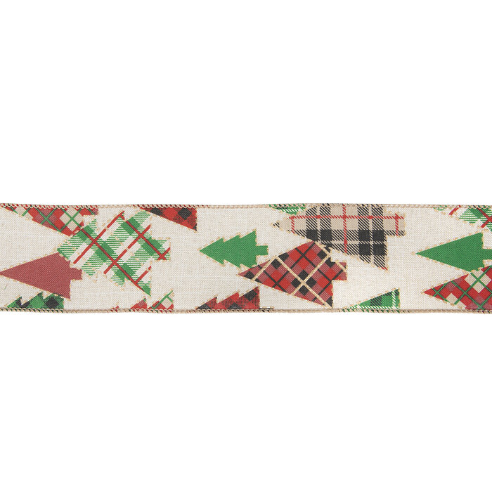 Christmas Tree Wired Edge Burlap Ribbon 2 1/2" Hobby Lobby 5453477