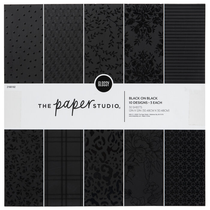 Black On Black Glossy Paper Pack 12" x 12" Hobby Lobby 2160182