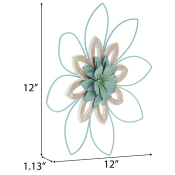 Turquoise & White Flower Metal Wall Decor | Hobby Lobby | 2187854