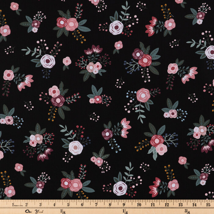 Sweet Floral On Black Apparel Fabric Hobby Lobby 2017705
